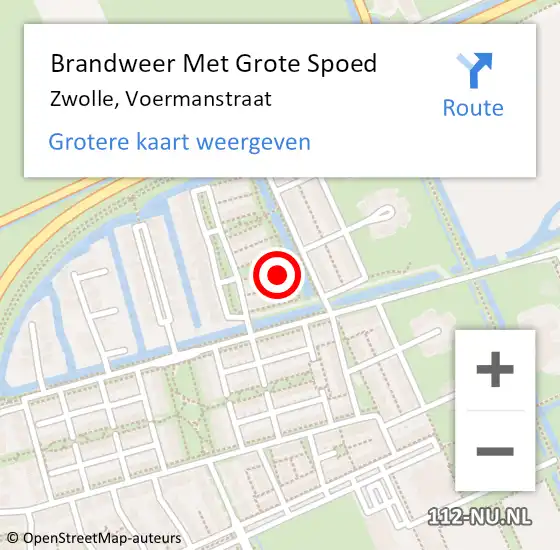 Locatie op kaart van de 112 melding: Brandweer Met Grote Spoed Naar Zwolle, Voermanstraat op 27 mei 2024 01:27