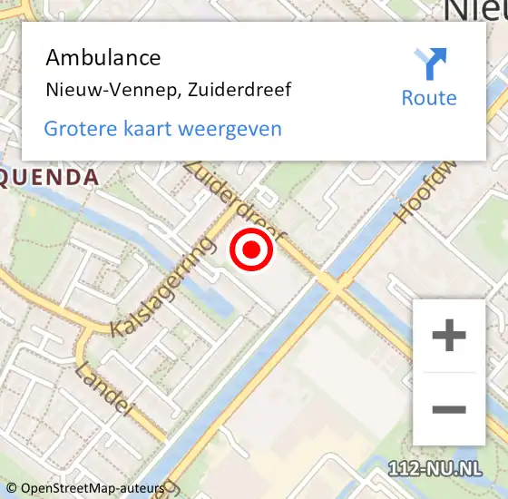 Locatie op kaart van de 112 melding: Ambulance Nieuw-Vennep, Zuiderdreef op 27 mei 2024 01:35