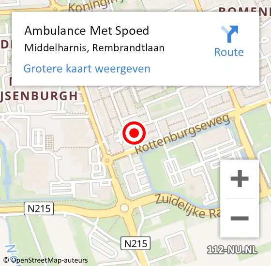 Locatie op kaart van de 112 melding: Ambulance Met Spoed Naar Middelharnis, Rembrandtlaan op 27 mei 2024 02:42