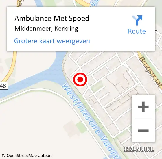 Locatie op kaart van de 112 melding: Ambulance Met Spoed Naar Middenmeer, Kerkring op 27 mei 2024 04:18