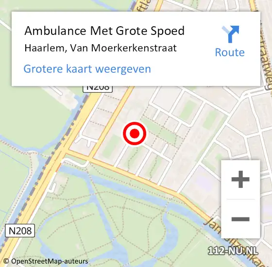 Locatie op kaart van de 112 melding: Ambulance Met Grote Spoed Naar Haarlem, Van Moerkerkenstraat op 27 mei 2024 04:57