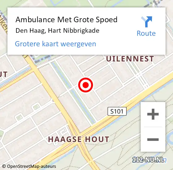 Locatie op kaart van de 112 melding: Ambulance Met Grote Spoed Naar Den Haag, Hart Nibbrigkade op 27 mei 2024 05:06