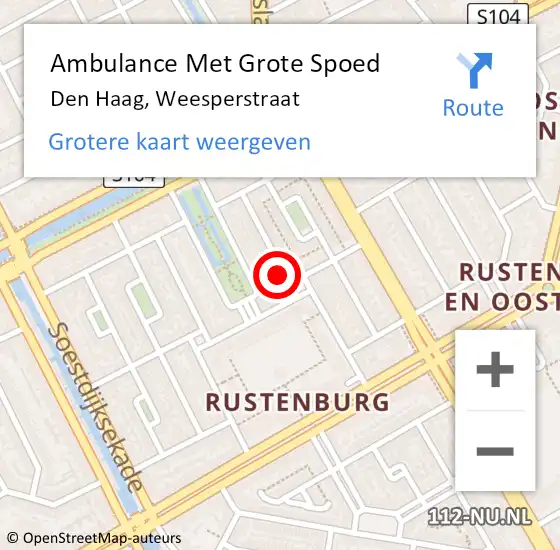 Locatie op kaart van de 112 melding: Ambulance Met Grote Spoed Naar Den Haag, Weesperstraat op 27 mei 2024 05:09