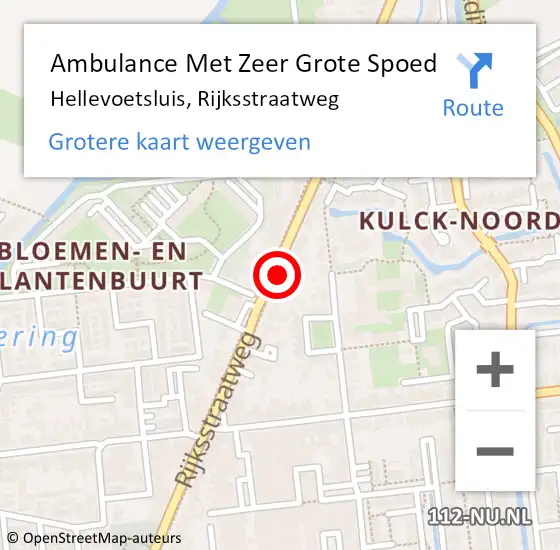 Locatie op kaart van de 112 melding: Ambulance Met Zeer Grote Spoed Naar Hellevoetsluis, Rijksstraatweg op 27 mei 2024 07:22