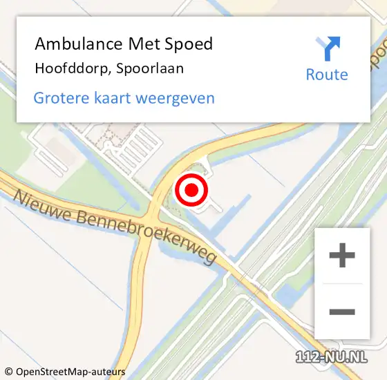 Locatie op kaart van de 112 melding: Ambulance Met Spoed Naar Hoofddorp, Spoorlaan op 27 mei 2024 07:53