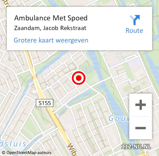 Locatie op kaart van de 112 melding: Ambulance Met Spoed Naar Zaandam, Jacob Rekstraat op 27 mei 2024 08:18