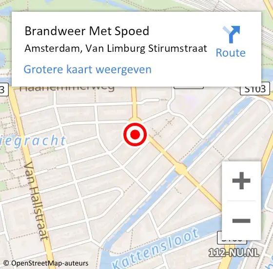 Locatie op kaart van de 112 melding: Brandweer Met Spoed Naar Amsterdam, Van Limburg Stirumstraat op 27 mei 2024 08:21