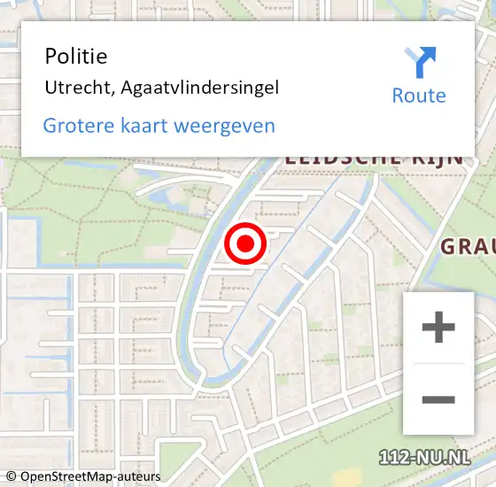 Locatie op kaart van de 112 melding: Politie Utrecht, Agaatvlindersingel op 27 mei 2024 08:32