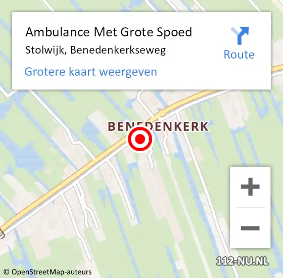 Locatie op kaart van de 112 melding: Ambulance Met Grote Spoed Naar Stolwijk, Benedenkerkseweg op 27 mei 2024 08:35