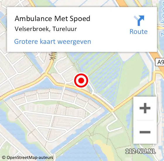 Locatie op kaart van de 112 melding: Ambulance Met Spoed Naar Velserbroek, Tureluur op 27 mei 2024 08:49