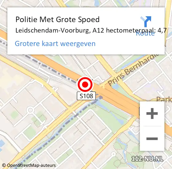 Locatie op kaart van de 112 melding: Politie Met Grote Spoed Naar Leidschendam-Voorburg, A12 hectometerpaal: 4,7 op 27 mei 2024 08:50