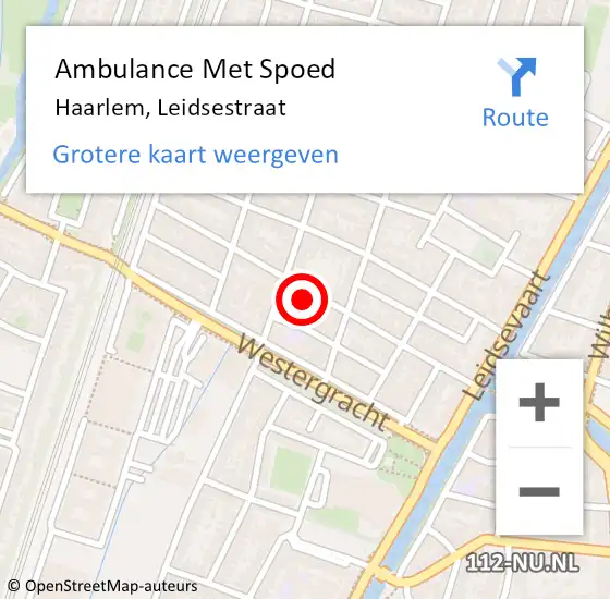 Locatie op kaart van de 112 melding: Ambulance Met Spoed Naar Haarlem, Leidsestraat op 27 mei 2024 09:04