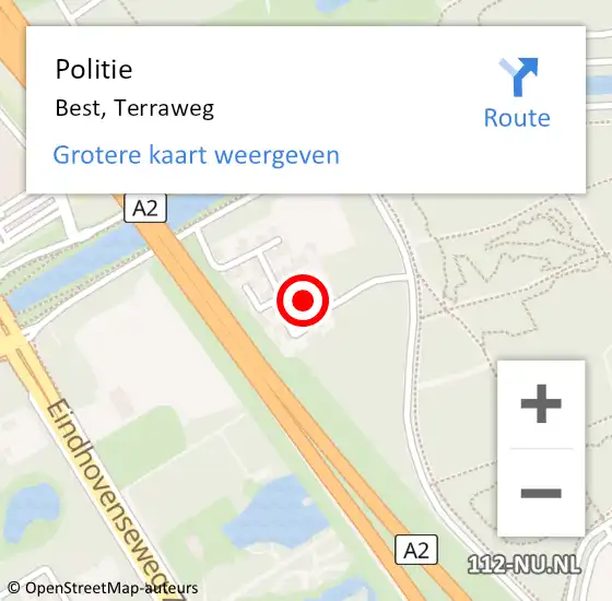 Locatie op kaart van de 112 melding: Politie Best, Terraweg op 27 mei 2024 09:10