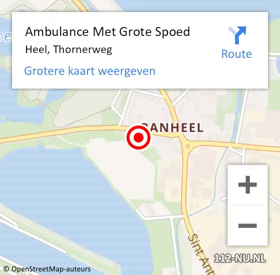 Locatie op kaart van de 112 melding: Ambulance Met Grote Spoed Naar Heel, Thornerweg op 27 mei 2024 09:11