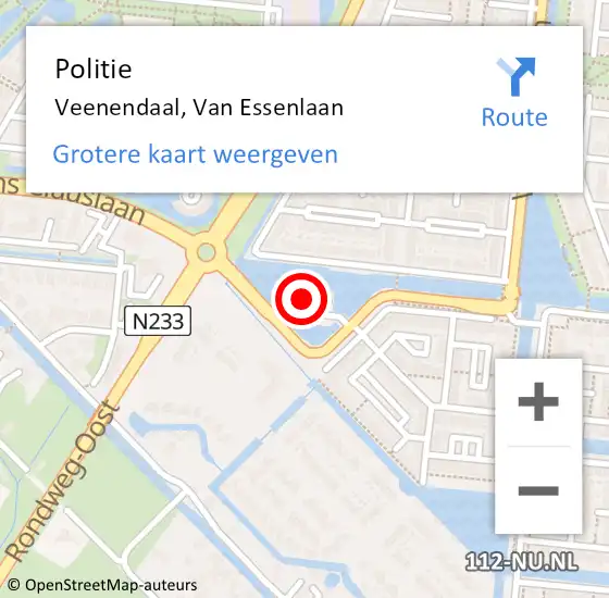 Locatie op kaart van de 112 melding: Politie Veenendaal, Van Essenlaan op 27 mei 2024 09:14