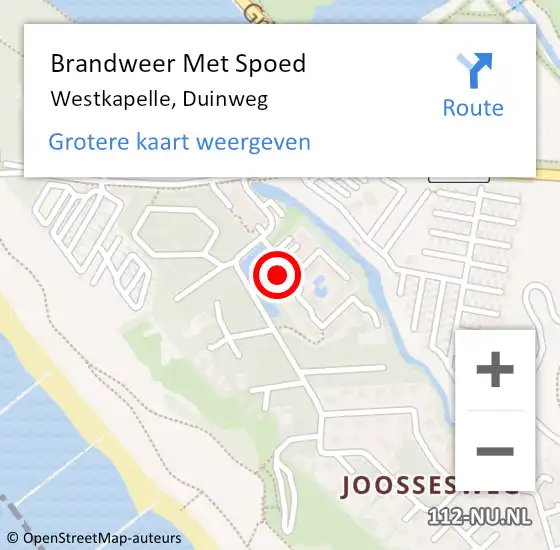 Locatie op kaart van de 112 melding: Brandweer Met Spoed Naar Westkapelle, Duinweg op 27 mei 2024 09:24