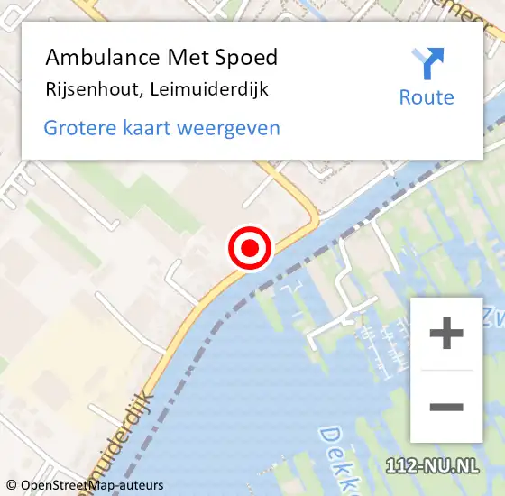 Locatie op kaart van de 112 melding: Ambulance Met Spoed Naar Rijsenhout, Leimuiderdijk op 27 mei 2024 09:31