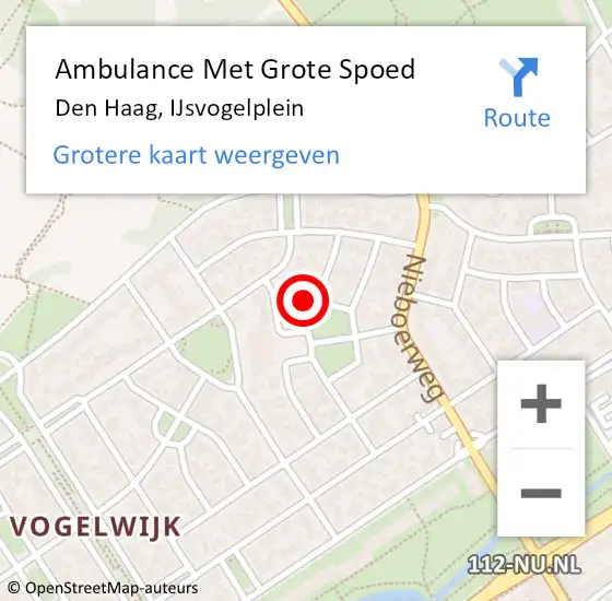 Locatie op kaart van de 112 melding: Ambulance Met Grote Spoed Naar Den Haag, IJsvogelplein op 27 mei 2024 09:41