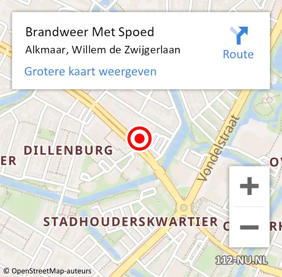 Locatie op kaart van de 112 melding: Brandweer Met Spoed Naar Alkmaar, Willem de Zwijgerlaan op 27 mei 2024 09:43