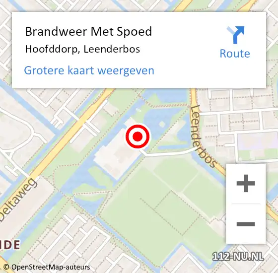 Locatie op kaart van de 112 melding: Brandweer Met Spoed Naar Hoofddorp, Leenderbos op 27 mei 2024 09:49