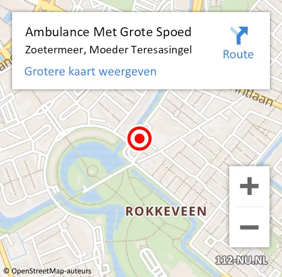 Locatie op kaart van de 112 melding: Ambulance Met Grote Spoed Naar Zoetermeer, Moeder Teresasingel op 27 mei 2024 09:58