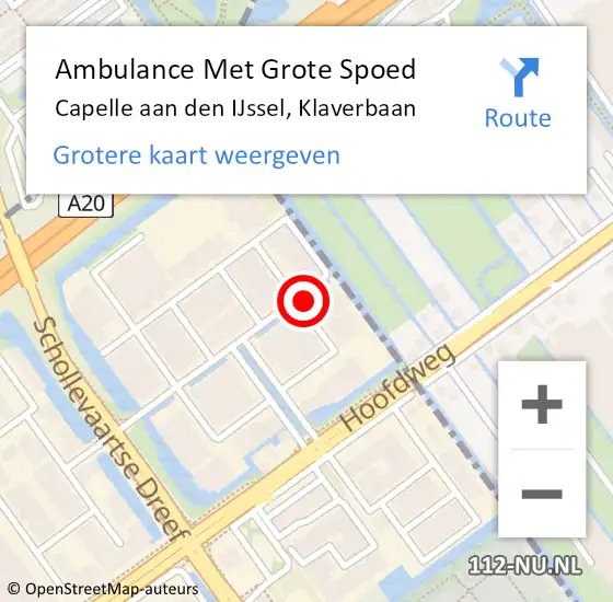 Locatie op kaart van de 112 melding: Ambulance Met Grote Spoed Naar Capelle aan den IJssel, Klaverbaan op 27 mei 2024 10:00