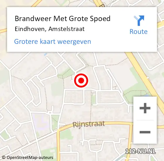 Locatie op kaart van de 112 melding: Brandweer Met Grote Spoed Naar Eindhoven, Amstelstraat op 27 mei 2024 10:19