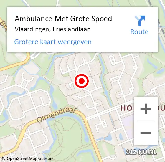 Locatie op kaart van de 112 melding: Ambulance Met Grote Spoed Naar Vlaardingen, Frieslandlaan op 27 mei 2024 10:20