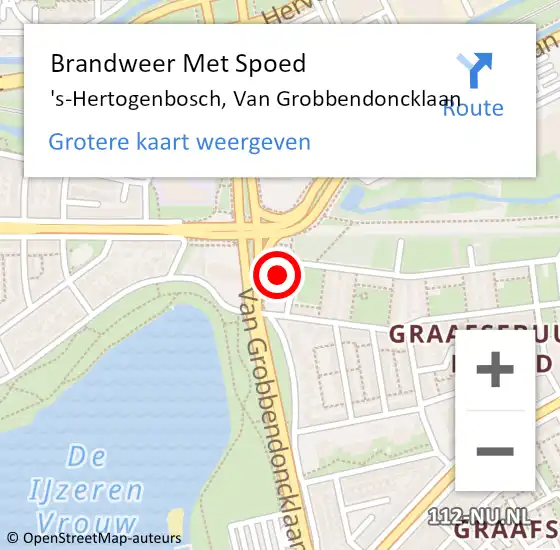 Locatie op kaart van de 112 melding: Brandweer Met Spoed Naar 's-Hertogenbosch, Van Grobbendoncklaan op 27 mei 2024 10:20