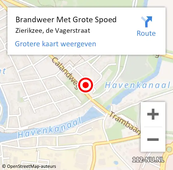 Locatie op kaart van de 112 melding: Brandweer Met Grote Spoed Naar Zierikzee, de Vagerstraat op 27 mei 2024 10:23