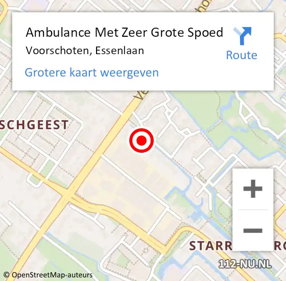 Locatie op kaart van de 112 melding: Ambulance Met Zeer Grote Spoed Naar Voorschoten, Essenlaan op 27 mei 2024 10:29