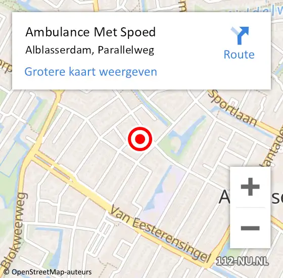 Locatie op kaart van de 112 melding: Ambulance Met Spoed Naar Alblasserdam, Parallelweg op 27 mei 2024 10:39