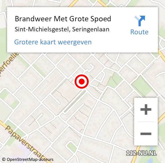 Locatie op kaart van de 112 melding: Brandweer Met Grote Spoed Naar Sint-Michielsgestel, Seringenlaan op 27 mei 2024 10:42