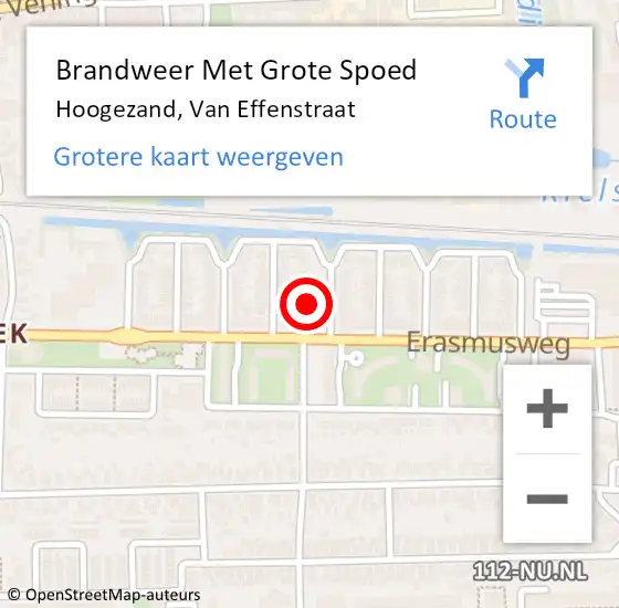 Locatie op kaart van de 112 melding: Brandweer Met Grote Spoed Naar Hoogezand, Van Effenstraat op 16 oktober 2013 21:14