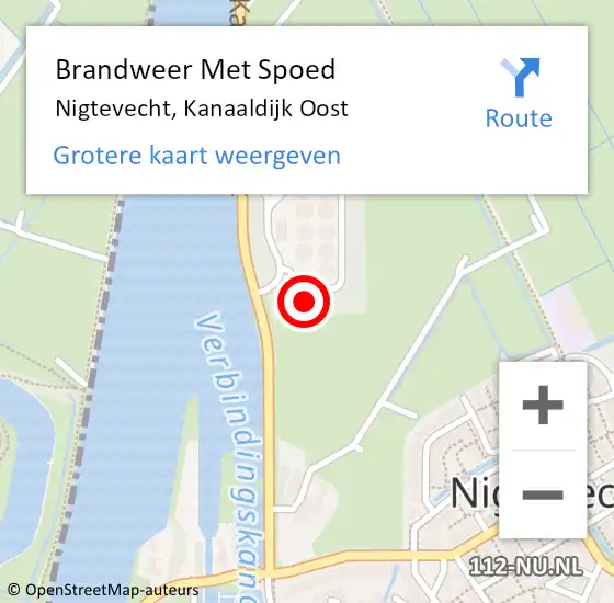 Locatie op kaart van de 112 melding: Brandweer Met Spoed Naar Nigtevecht, Kanaaldijk Oost op 27 mei 2024 11:15