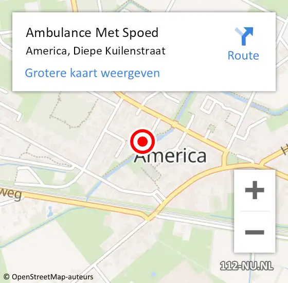 Locatie op kaart van de 112 melding: Ambulance Met Spoed Naar America, Diepe Kuilenstraat op 7 oktober 2014 11:44