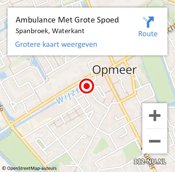 Locatie op kaart van de 112 melding: Ambulance Met Grote Spoed Naar Spanbroek, Waterkant op 27 mei 2024 11:42