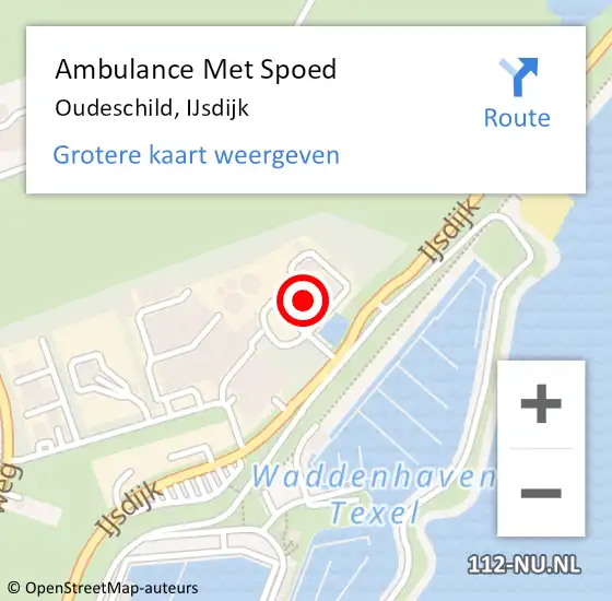 Locatie op kaart van de 112 melding: Ambulance Met Spoed Naar Oudeschild, IJsdijk op 27 mei 2024 11:44