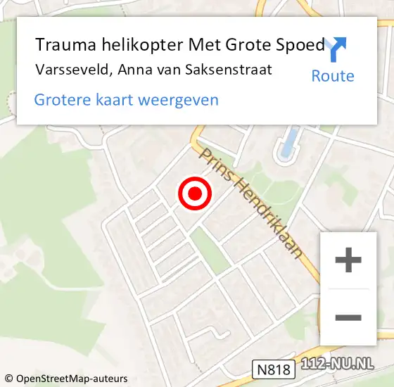 Locatie op kaart van de 112 melding: Trauma helikopter Met Grote Spoed Naar Varsseveld, Anna van Saksenstraat op 27 mei 2024 11:48