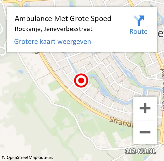 Locatie op kaart van de 112 melding: Ambulance Met Grote Spoed Naar Rockanje, Jeneverbesstraat op 27 mei 2024 11:56