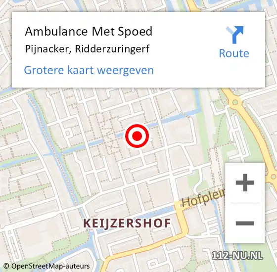 Locatie op kaart van de 112 melding: Ambulance Met Spoed Naar Pijnacker, Ridderzuringerf op 27 mei 2024 11:57