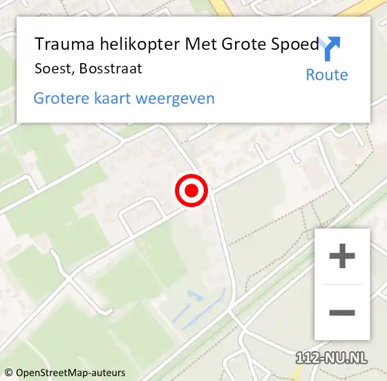 Locatie op kaart van de 112 melding: Trauma helikopter Met Grote Spoed Naar Soest, Bosstraat op 27 mei 2024 12:04