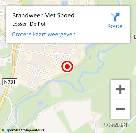 Locatie op kaart van de 112 melding: Brandweer Met Spoed Naar Losser, De Pol op 27 mei 2024 12:11