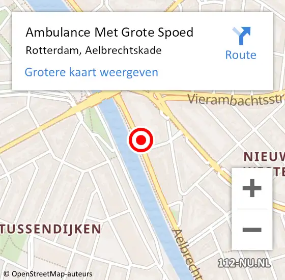 Locatie op kaart van de 112 melding: Ambulance Met Grote Spoed Naar Rotterdam, Aelbrechtskade op 27 mei 2024 12:11