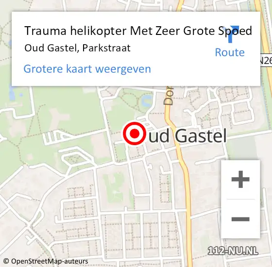Locatie op kaart van de 112 melding: Trauma helikopter Met Zeer Grote Spoed Naar Oud Gastel, Parkstraat op 27 mei 2024 12:16