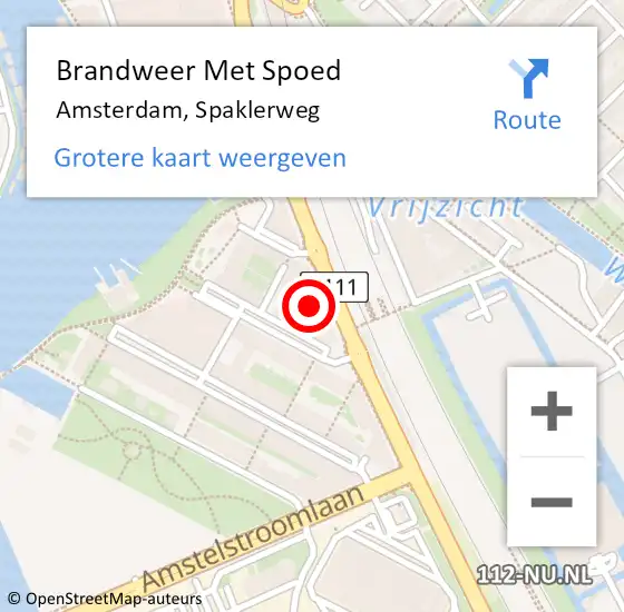 Locatie op kaart van de 112 melding: Brandweer Met Spoed Naar Amsterdam, Spaklerweg op 27 mei 2024 12:22
