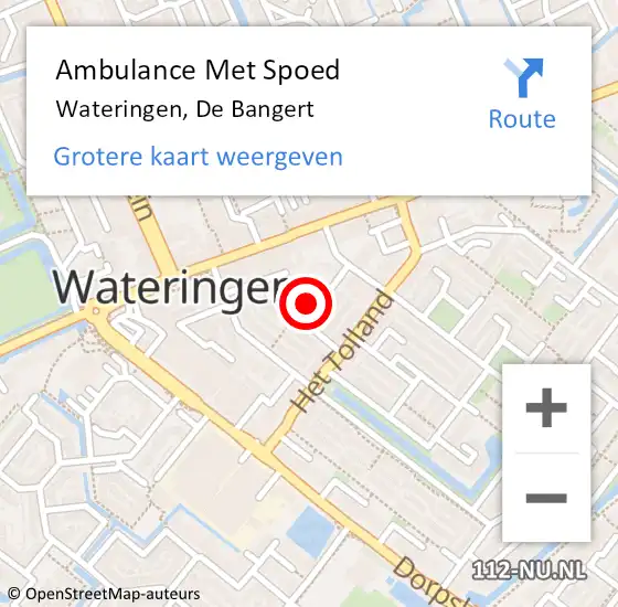 Locatie op kaart van de 112 melding: Ambulance Met Spoed Naar Wateringen, De Bangert op 27 mei 2024 12:26