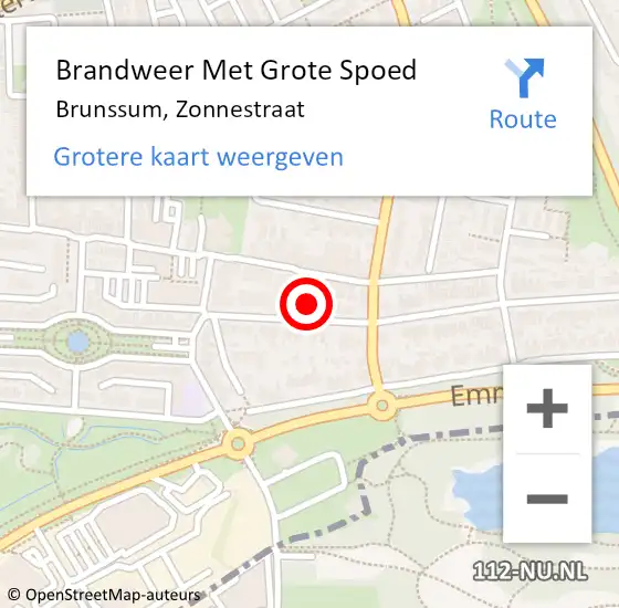 Locatie op kaart van de 112 melding: Brandweer Met Grote Spoed Naar Brunssum, Zonnestraat op 27 mei 2024 12:33