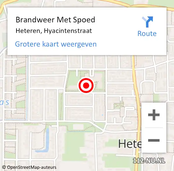 Locatie op kaart van de 112 melding: Brandweer Met Spoed Naar Heteren, Hyacintenstraat op 27 mei 2024 12:36