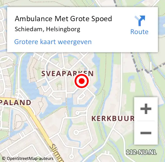 Locatie op kaart van de 112 melding: Ambulance Met Grote Spoed Naar Schiedam, Helsingborg op 27 mei 2024 12:56